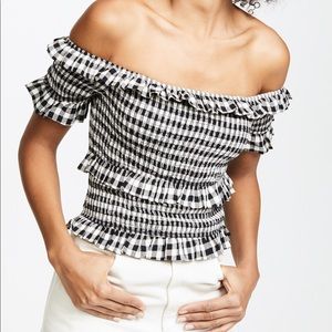 Black and White Gingham Moon River Smocked Top